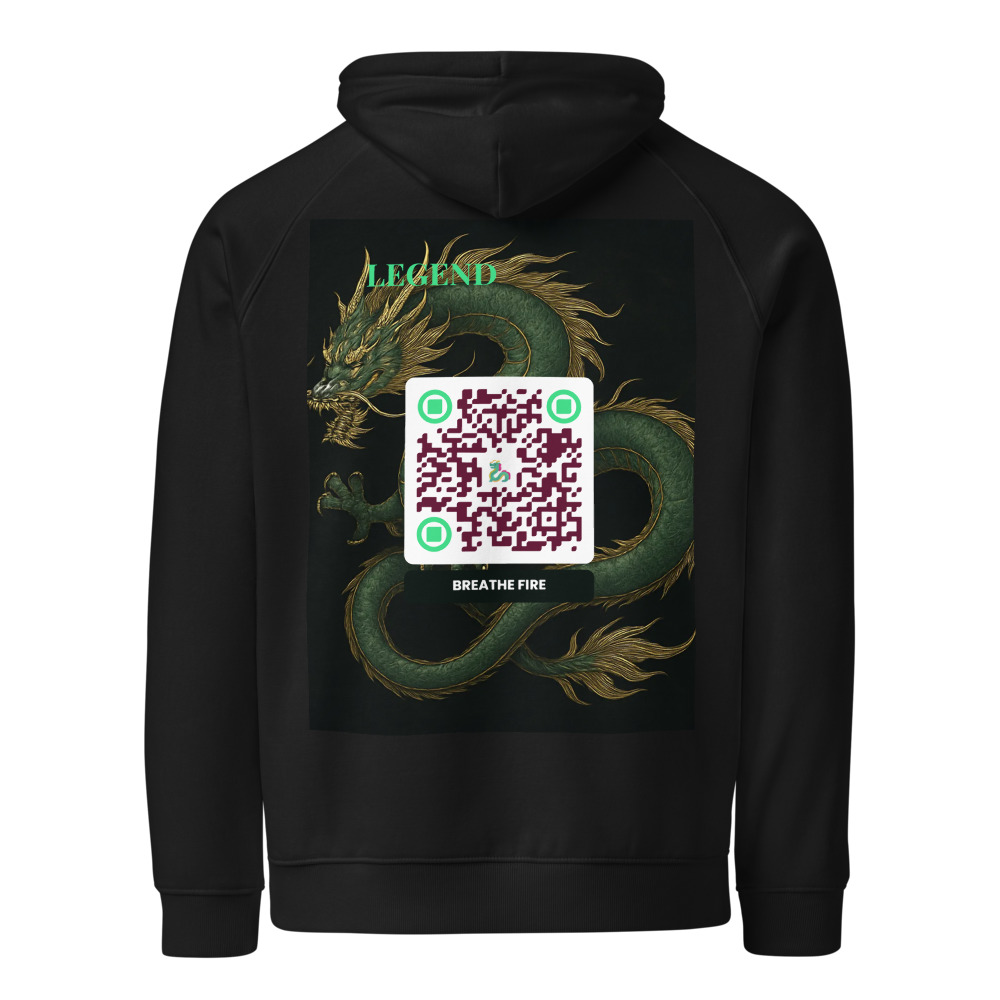 Sweat capuche raglan éco QR unisex — coton bio responsable
