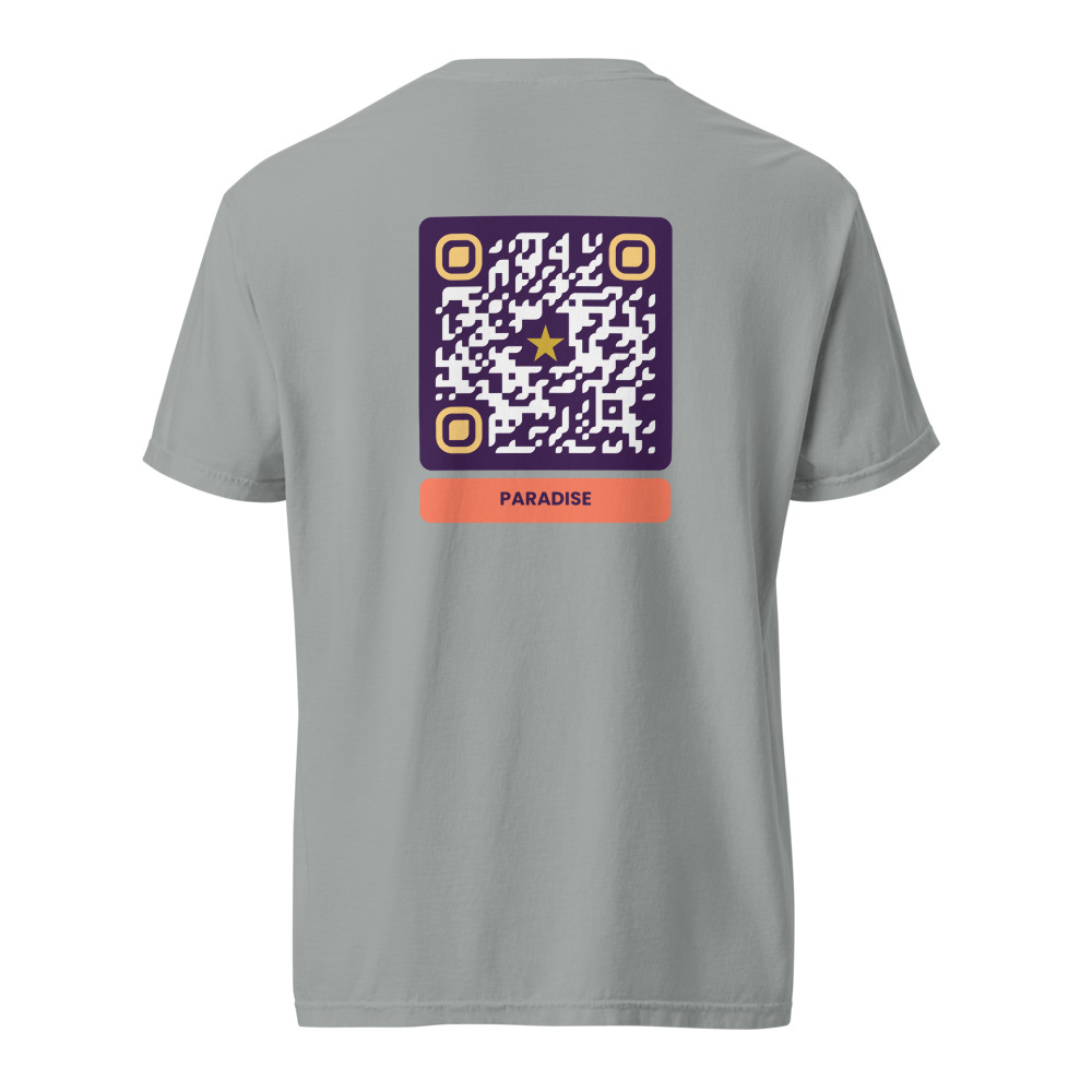 T-shirt QR code personnalisé heavyweight teinté pièce — coupe boxy