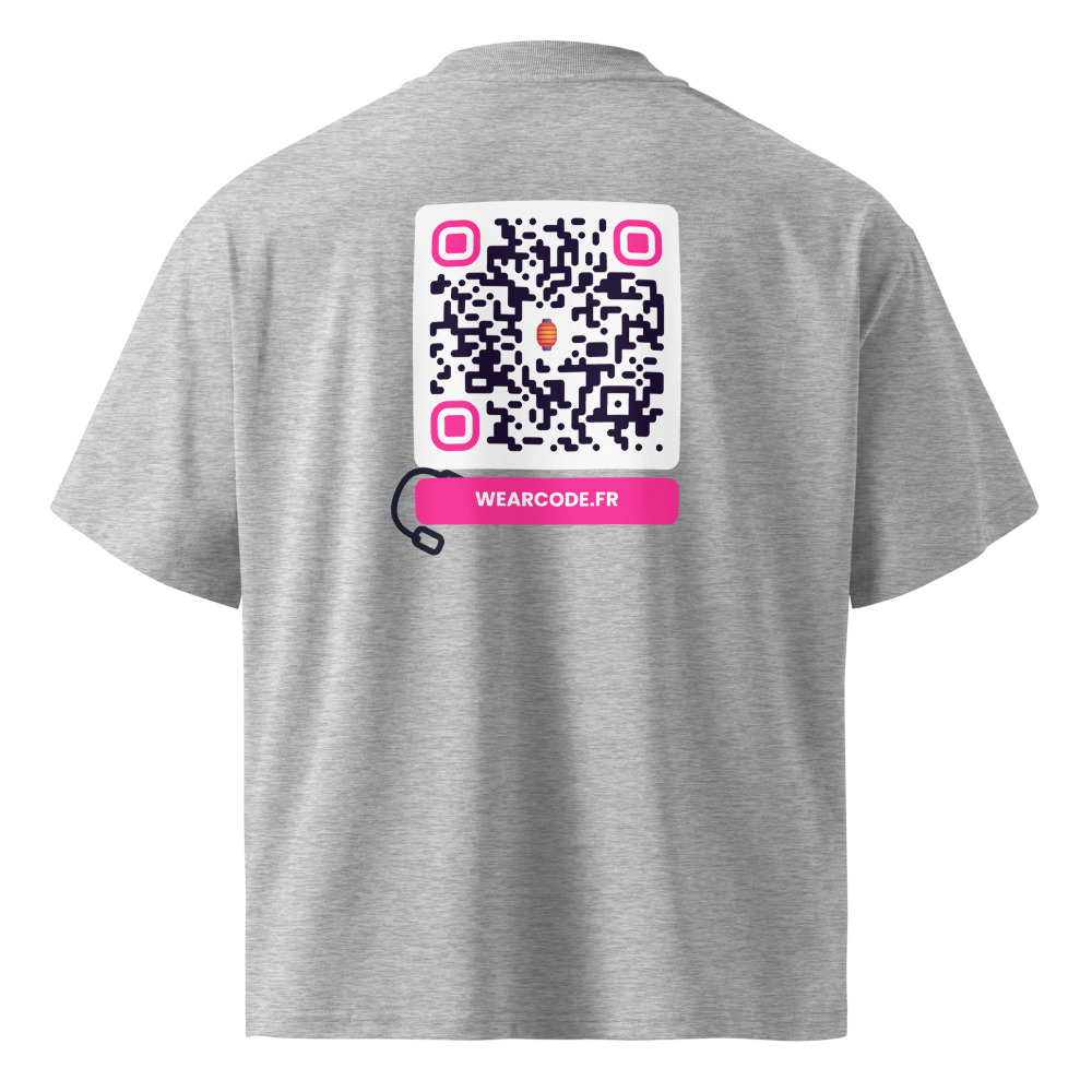 T-shirt QR code personnalisé col montant oversize — coton bio