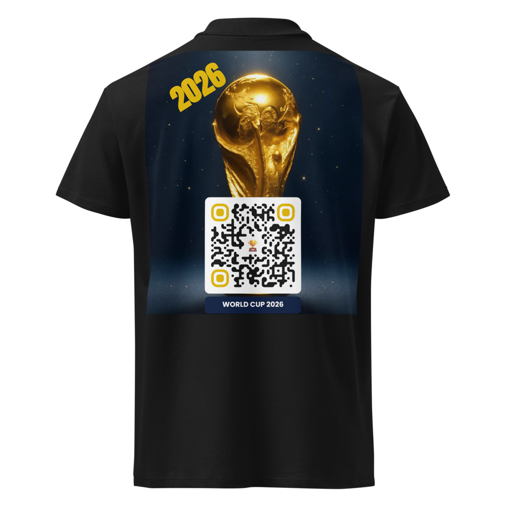 Polo piqué QR premium unisex — impression DTF poitrine + dos