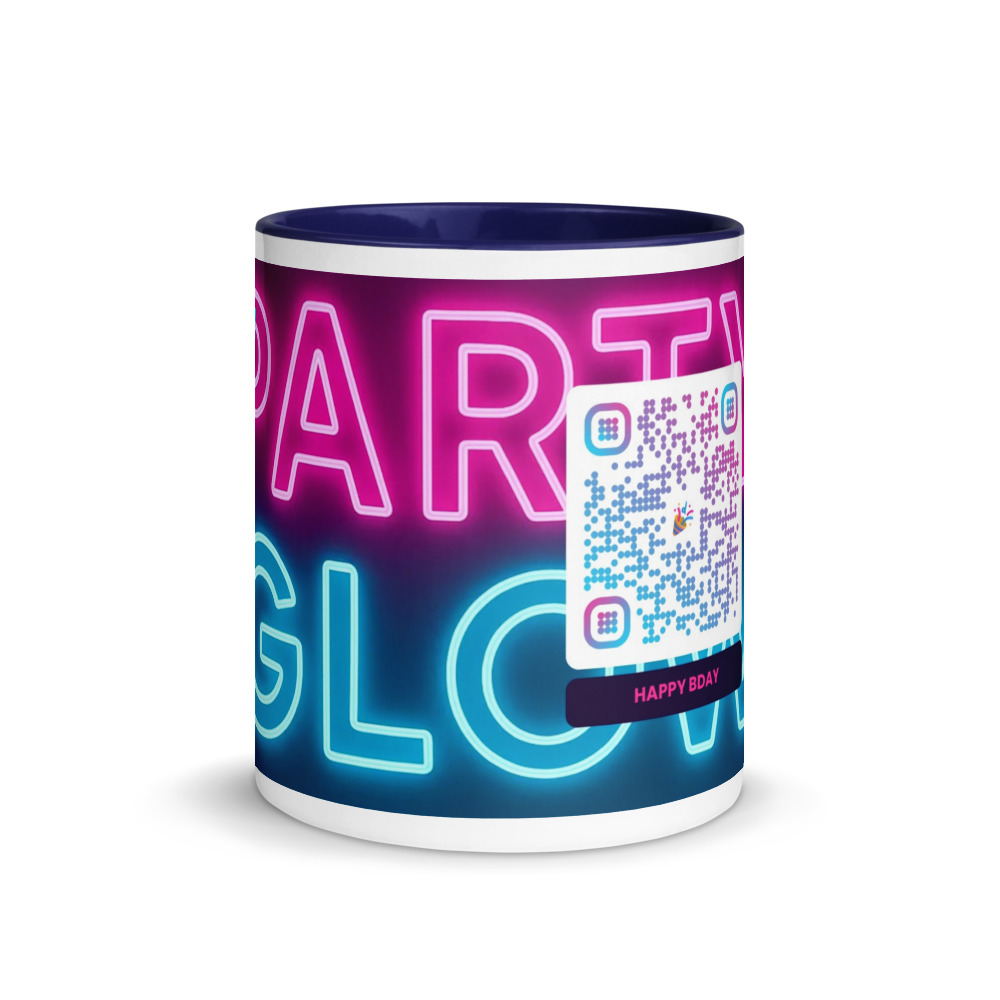 Mug céramique QR code personnalisé — bicolor rebord poignée intérieur sublimation – Dark Blue