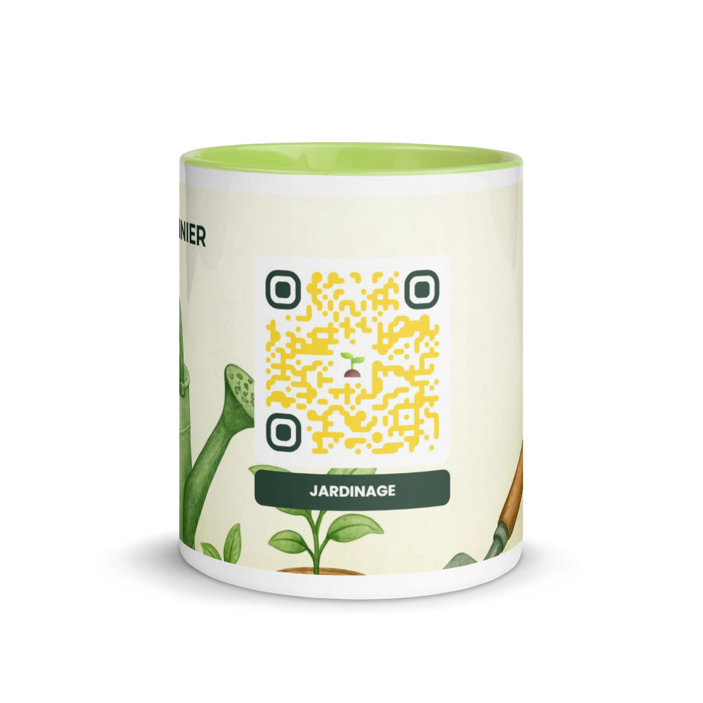 Mug céramique QR code personnalisé — bicolor rebord poignée intérieur sublimation — Vert foncé