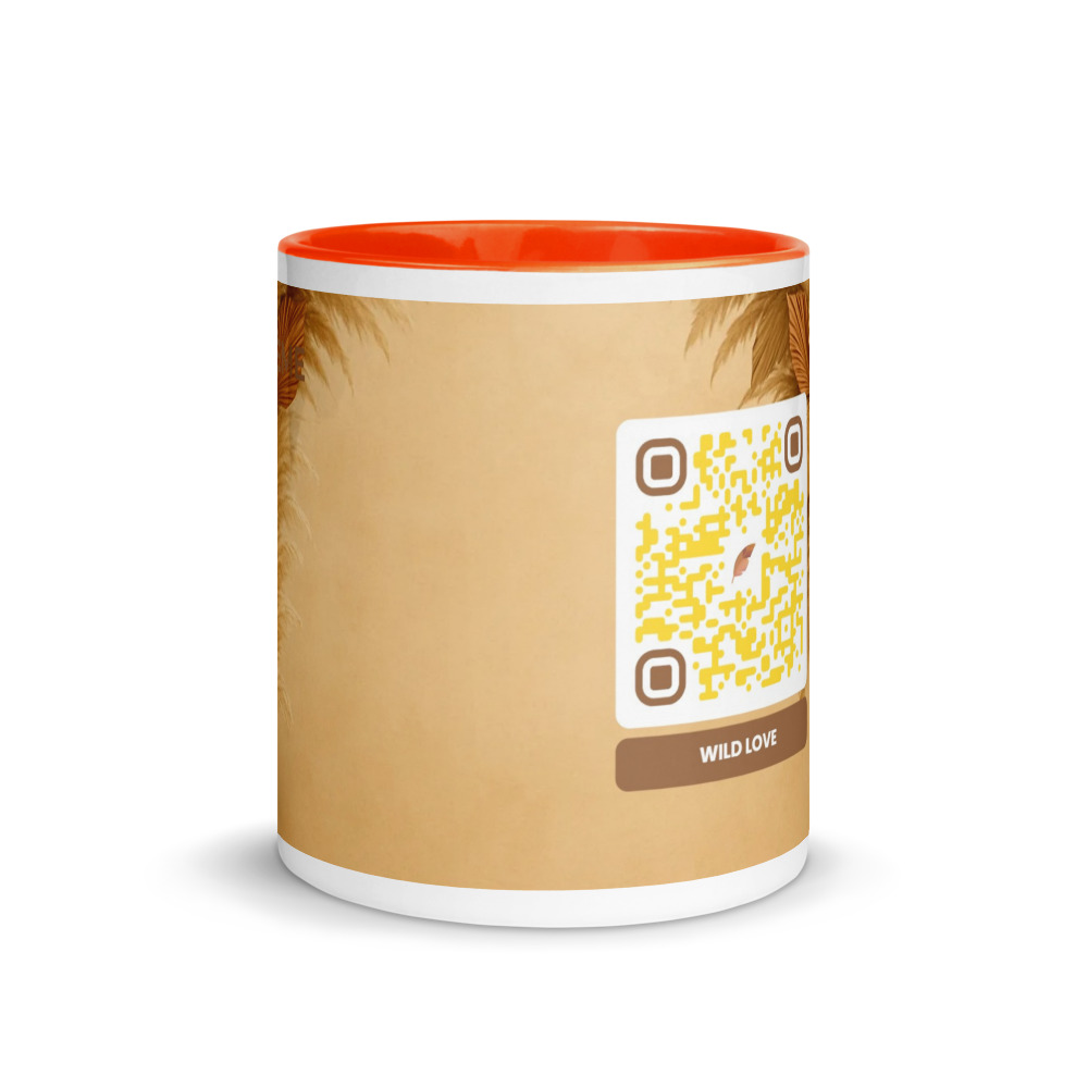 Mug céramique QR code personnalisé — bicolor rebord poignée intérieur sublimation – Orange