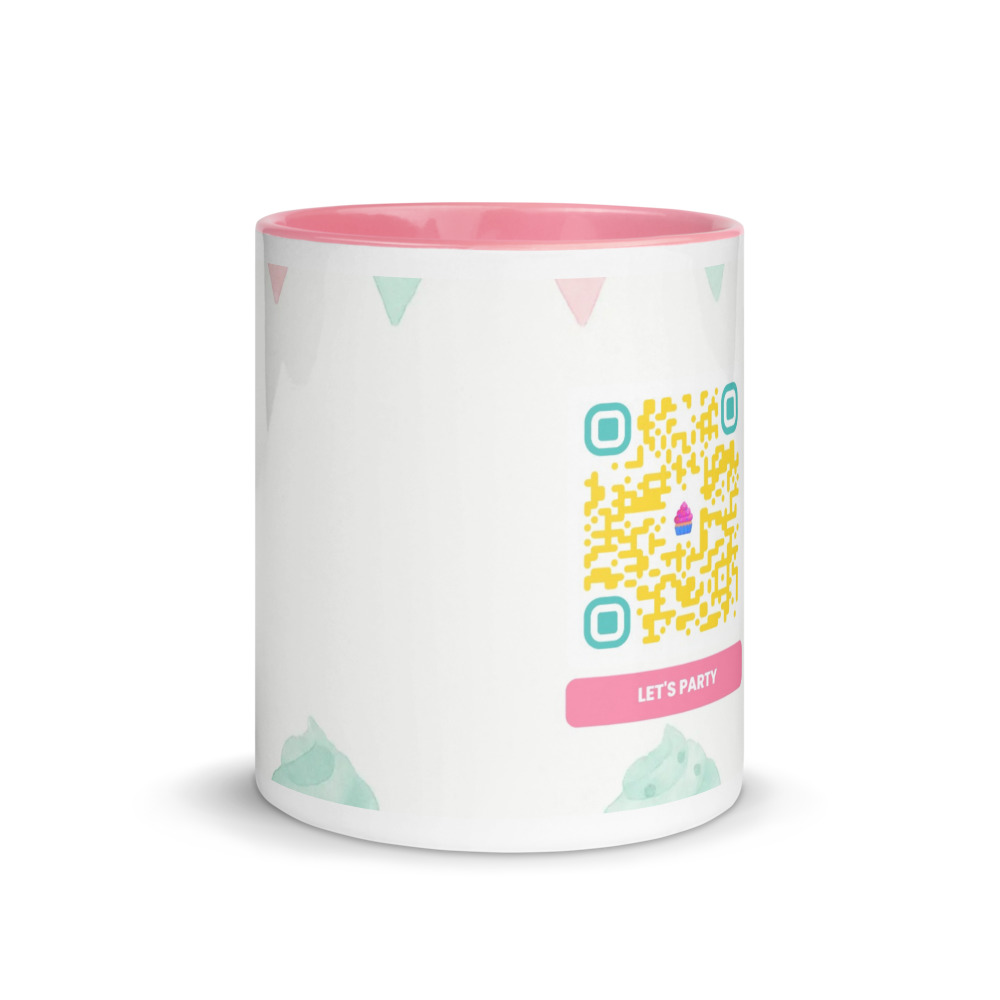 Mug céramique QR code personnalisé — bicolor rebord poignée intérieur sublimation – Pink