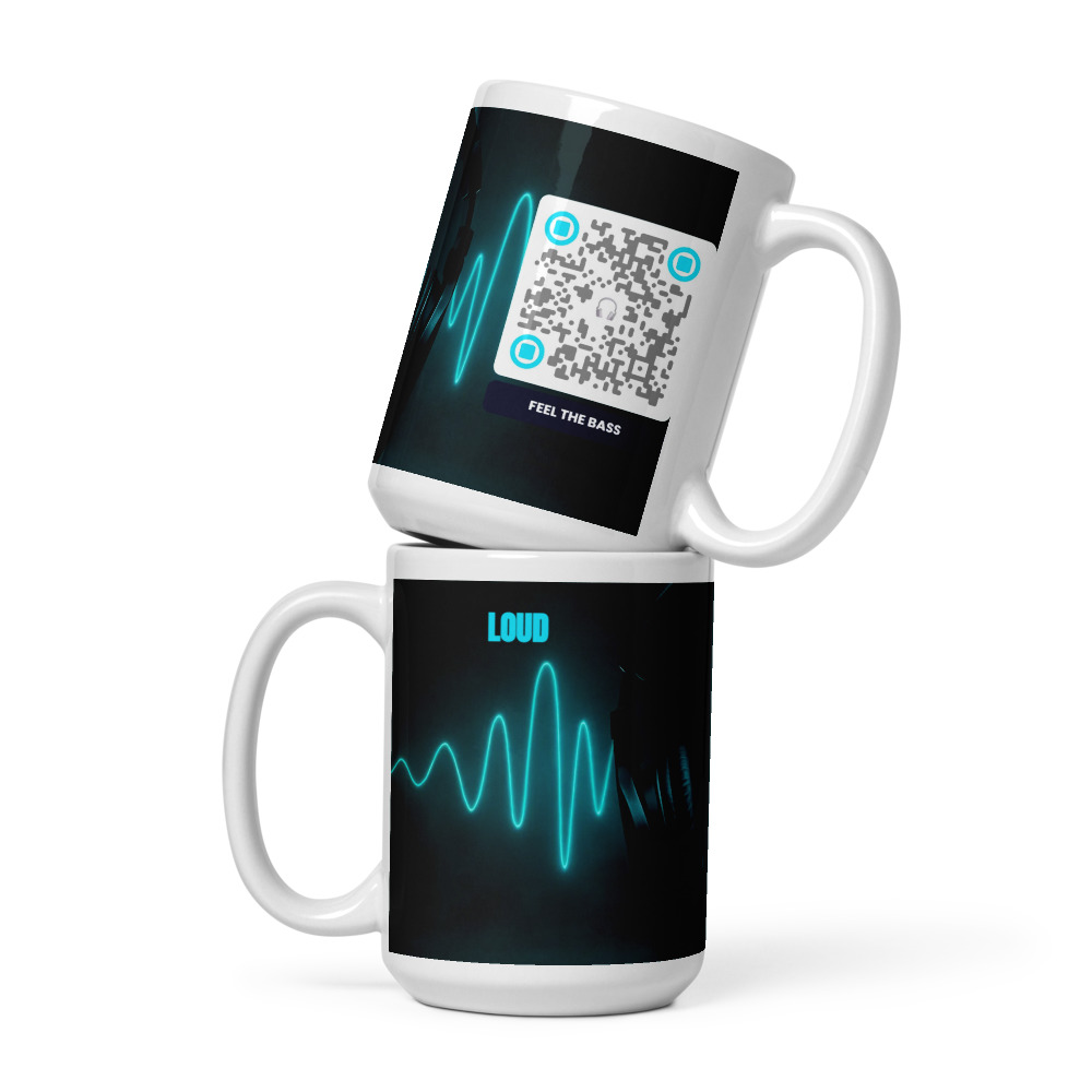 Mug blanc brillant QR code personnalisé — 3 tailles 11/15/20 oz céramique sublimation