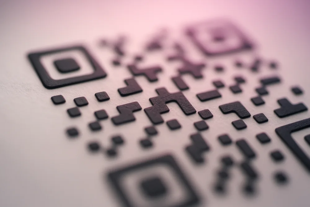 Gros plan macro sur l'anatomie d'un QR code Gros plan macro sur l'anatomie d'un QR code